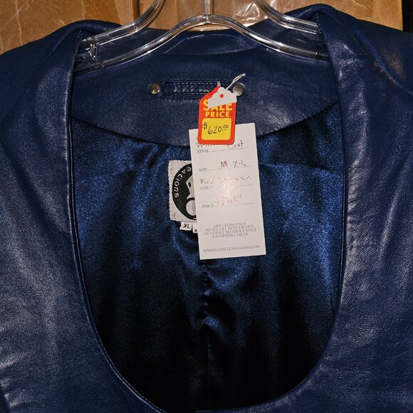 NEW L BLUE LAMBSKIN LEATHER DEAD STOCK COAT - Picture 5 of 15